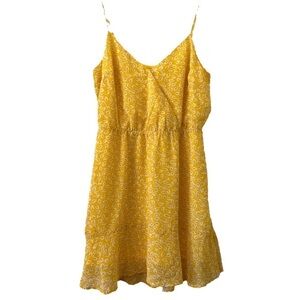 LUSH Spaghetti Straps Casual Short Yellow Dress